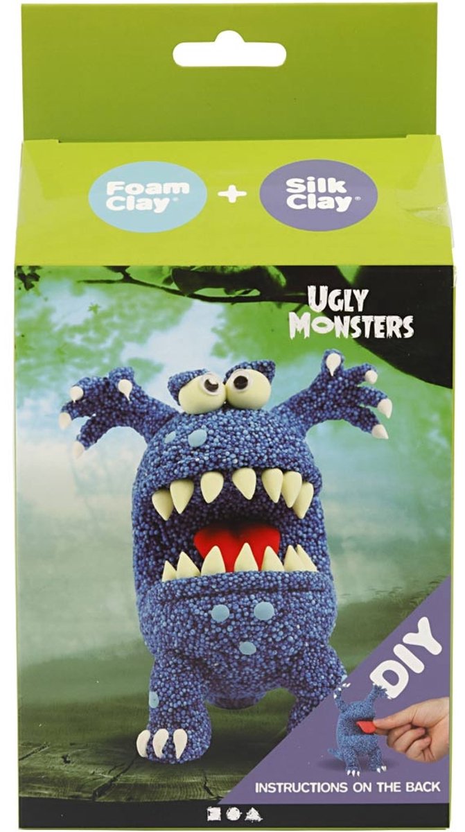 Funny Friends en pâte à soie, monstre, bleu, 1 boîte