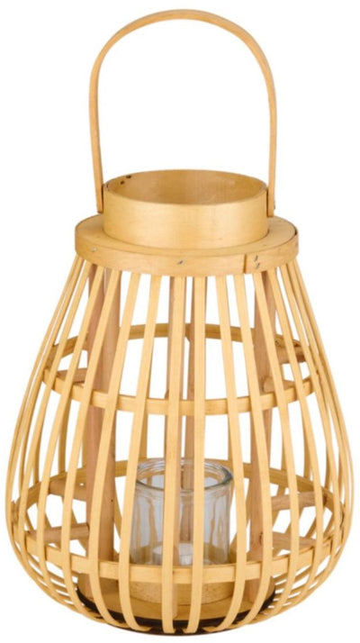 Arti casa Lanterne en Bois avec Verre - Lanterne à Bougie décorative - 26 x 26 x 32 cm - Beige