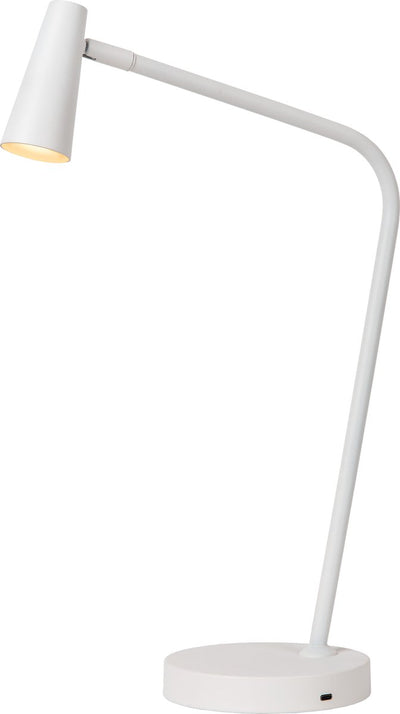Lucide Stirling - lampe de bureau rechargeable - batterie rechargeable - led 3 stepdim - 1x3w 2700k - blanc