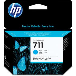 Cartouche d'encre hp 711 cz134a cyan 3 pièces