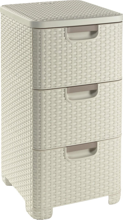 Système de tiroirs style Curver - 3x 14l - blanc vintage