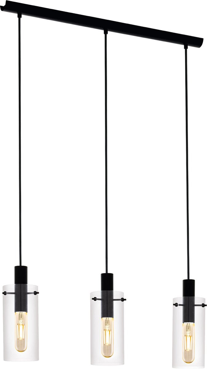 Eglo montefino - suspension - 3 lumières - e27 - verre noir