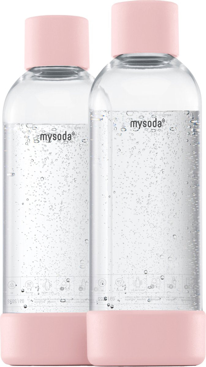 Mysoda - lot de 2 bouteilles réutilisables de 1 litre - rose clair - adapté aux appareils