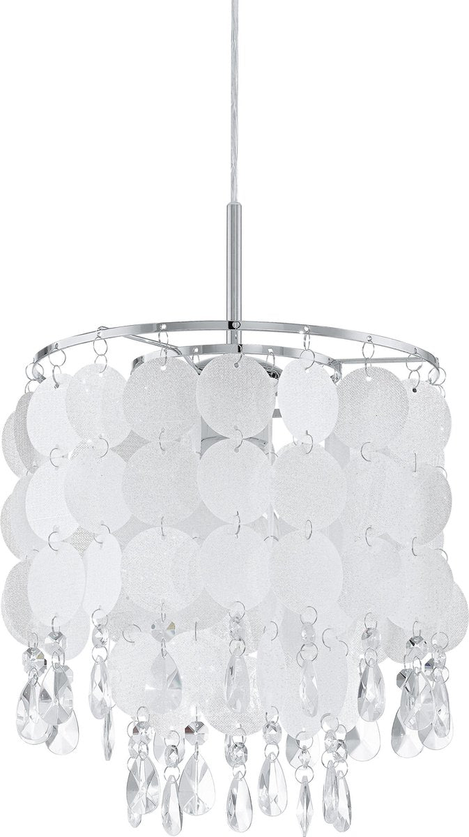 Suspension Eglo fedra 2 - 1 lumière - ø250mm. - chrome - nacre, transparente