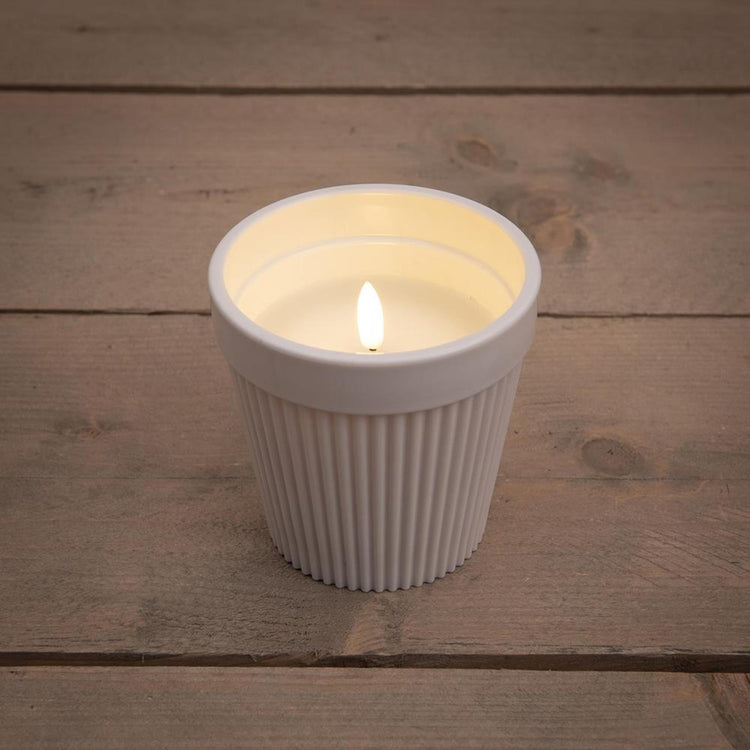 Bougie d'extérieur LED Anna's collection en pot blanc ø11cm h11cm