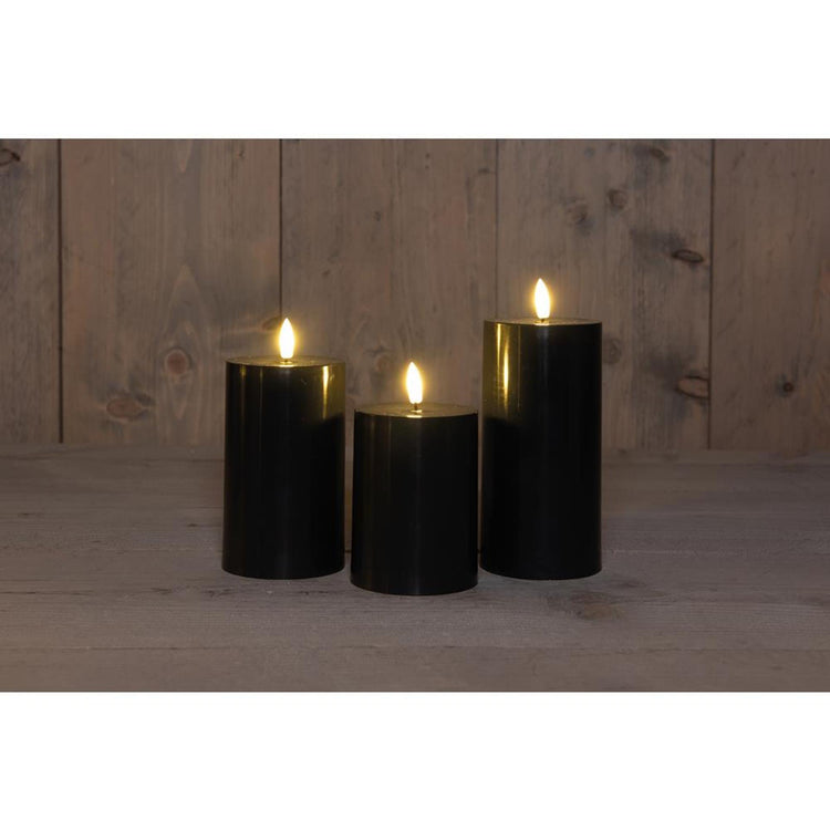 Anna's collection bougie d'extérieur LED noire lot de 3