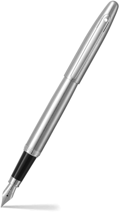 Stylo plume Sheaffer - vfm - noir avec chrome brossé et poli - plume m - couleur d'écriture noir - sf-e0942653