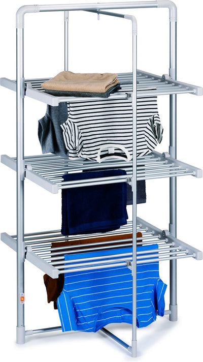 Étendoir électrique Dirt Devil avec chauffage - tour de séchage 230w - étendoir à linge sur pied 21m d'espace de séchage - résistant à l'eau ip22 - 73 x 144 x 68 cm - aluminium
