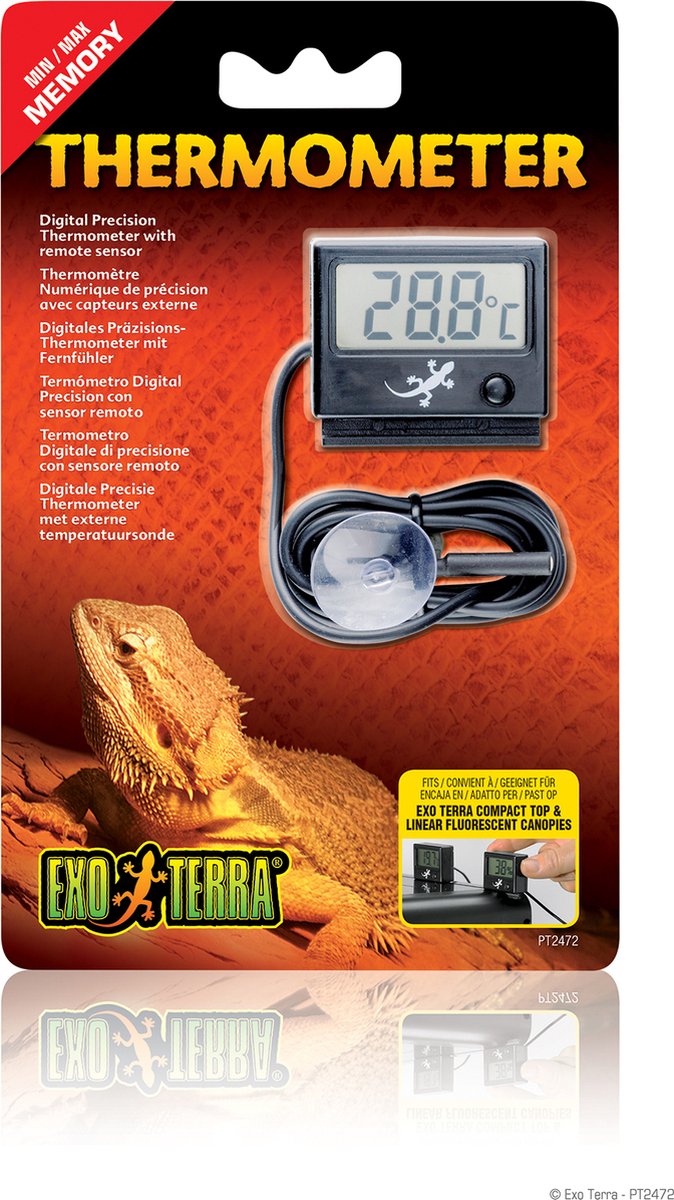 Thermomètre numérique Exo Terra avec sonde - 0-50 °C numérique