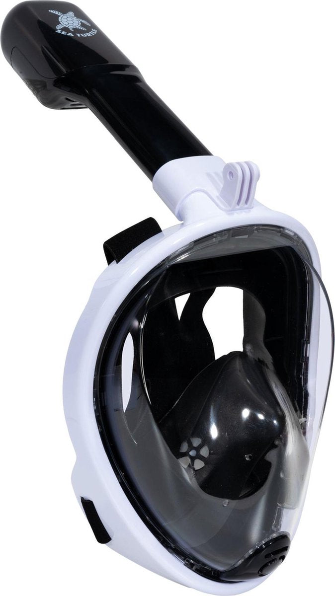 Masque de plongée pour tortue de mer - tuba - lunettes de plongée - ensemble de tuba - masque complet - adultes - blanc noir - L XL