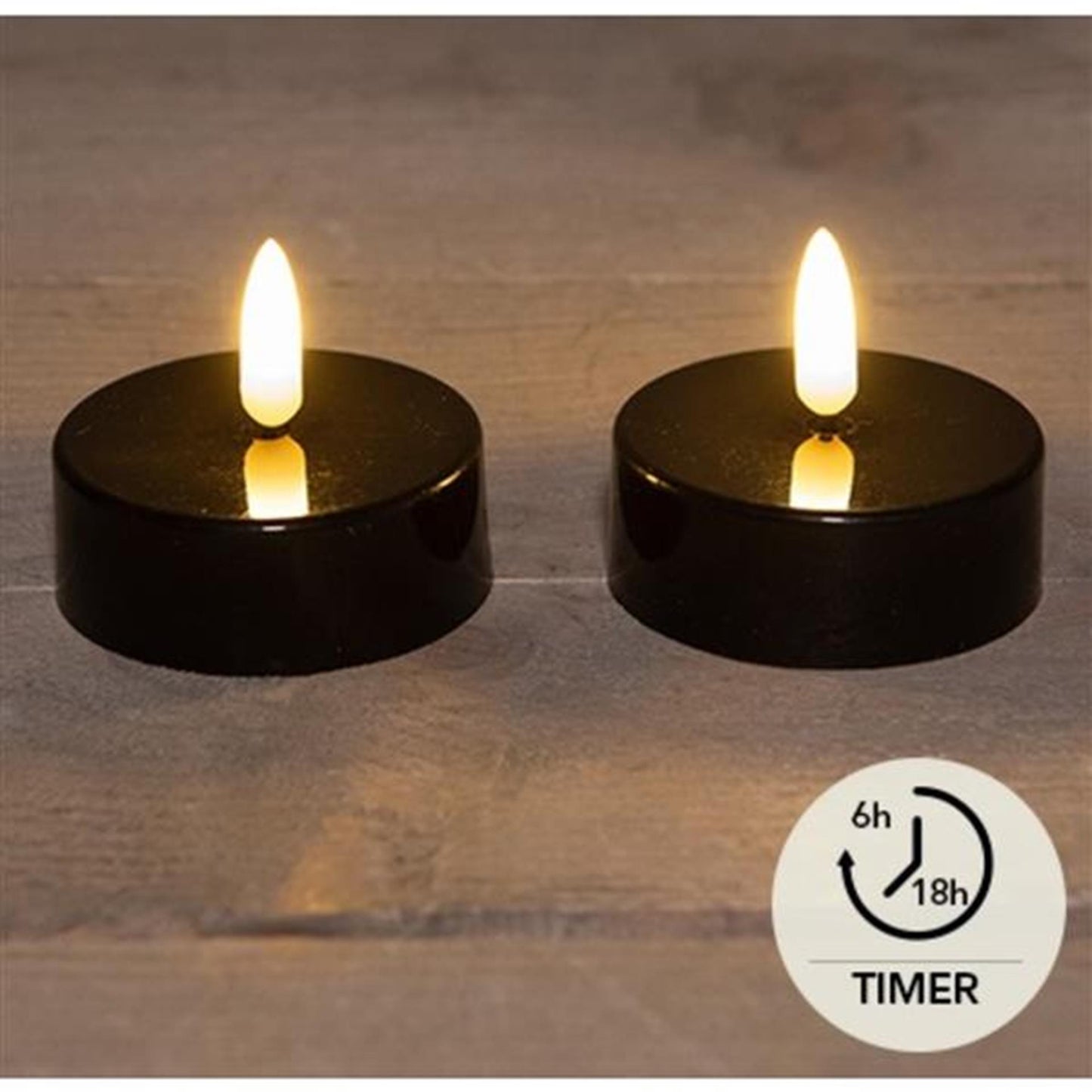 Anna's collection Bougies chauffe-plat LED jumbo noir lot de 2 ø6cm