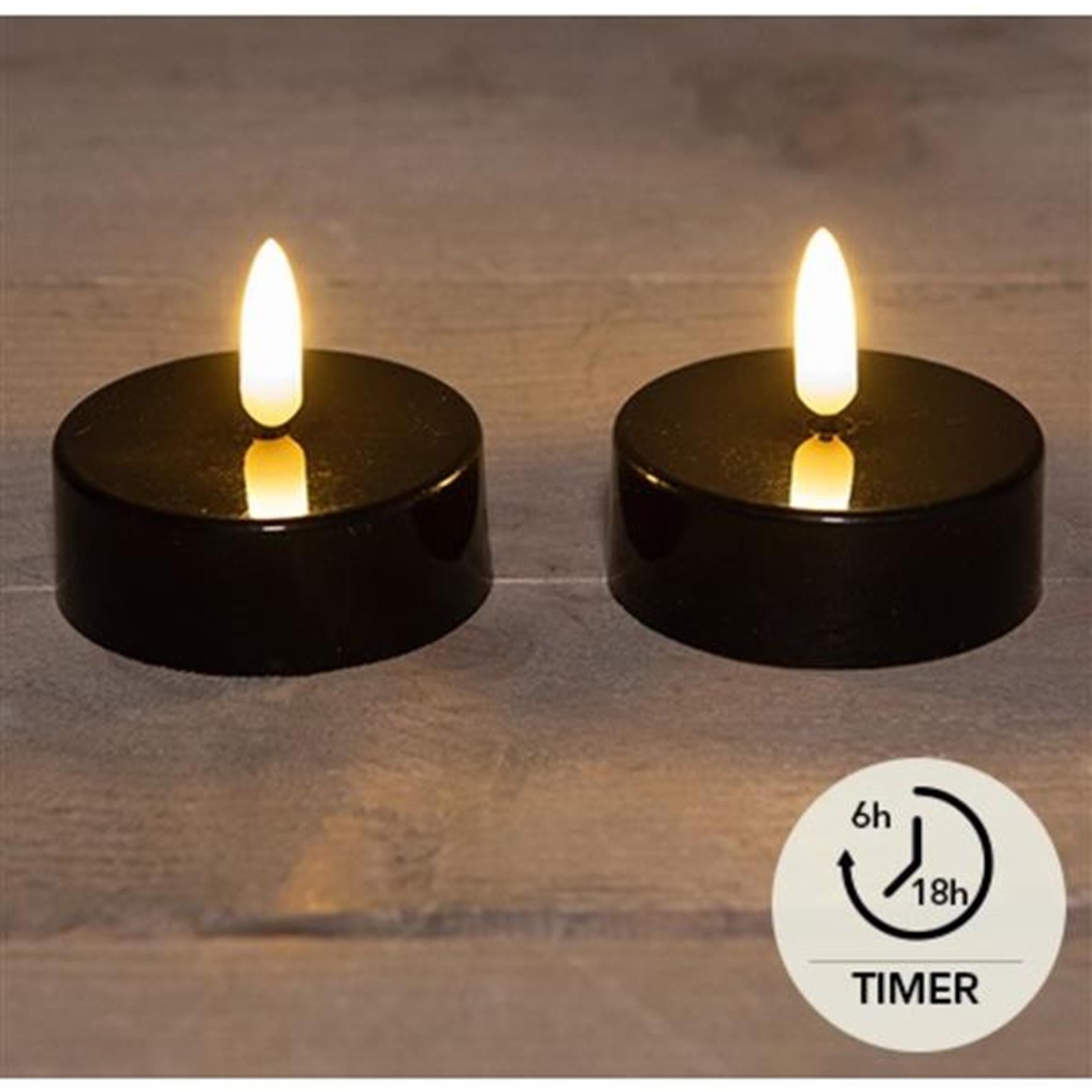 Anna's collection Bougies chauffe-plat LED jumbo noir lot de 2 ø6cm