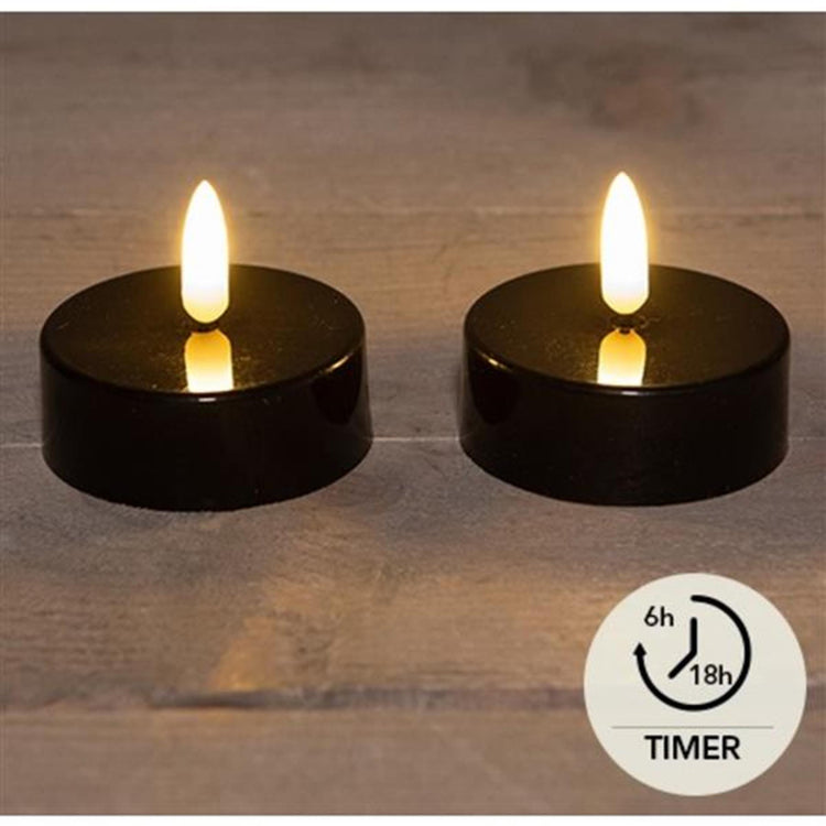 Anna's collection Bougies chauffe-plat LED jumbo noir lot de 2 ø6cm