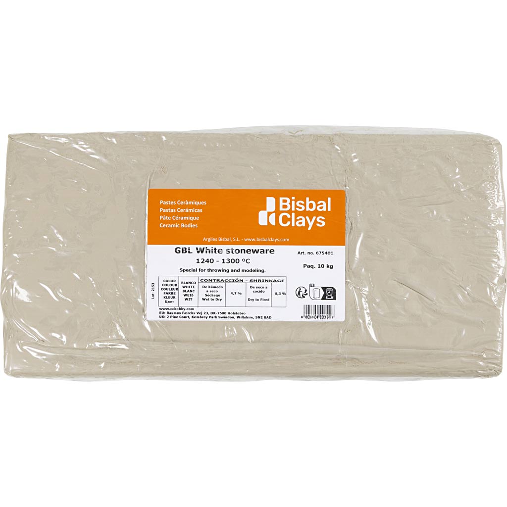 Creativ Company White Baking Stoneware Clay, 10 kg