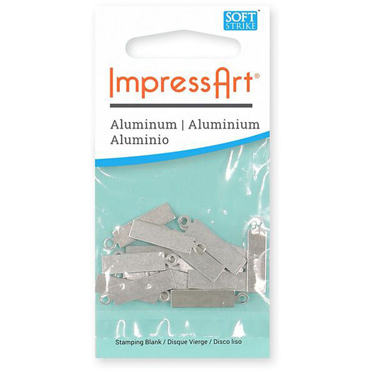Étiquette de métal impressive, allongée, DIM 20x5 mm, taille du trou 1,9 mm, épaisseur 1,3 mm, aluminium, 20 pièces 1 boîte