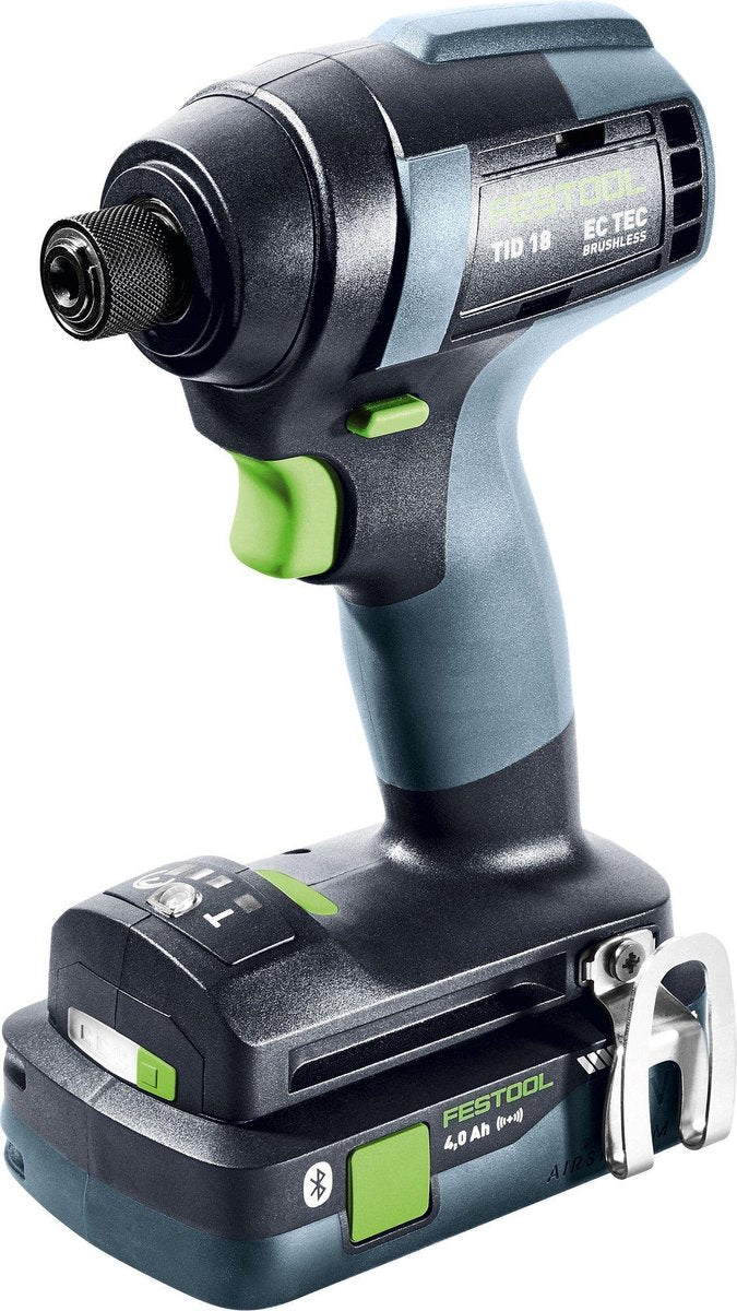 Festool tid 18 hpc4.0 i-plus jeu de tournevis à percussion sur batterie li-ion 18v (2x 4,0ah) en systainer + cassette d'embouts promo - 180nm - 8x220mm - brushless