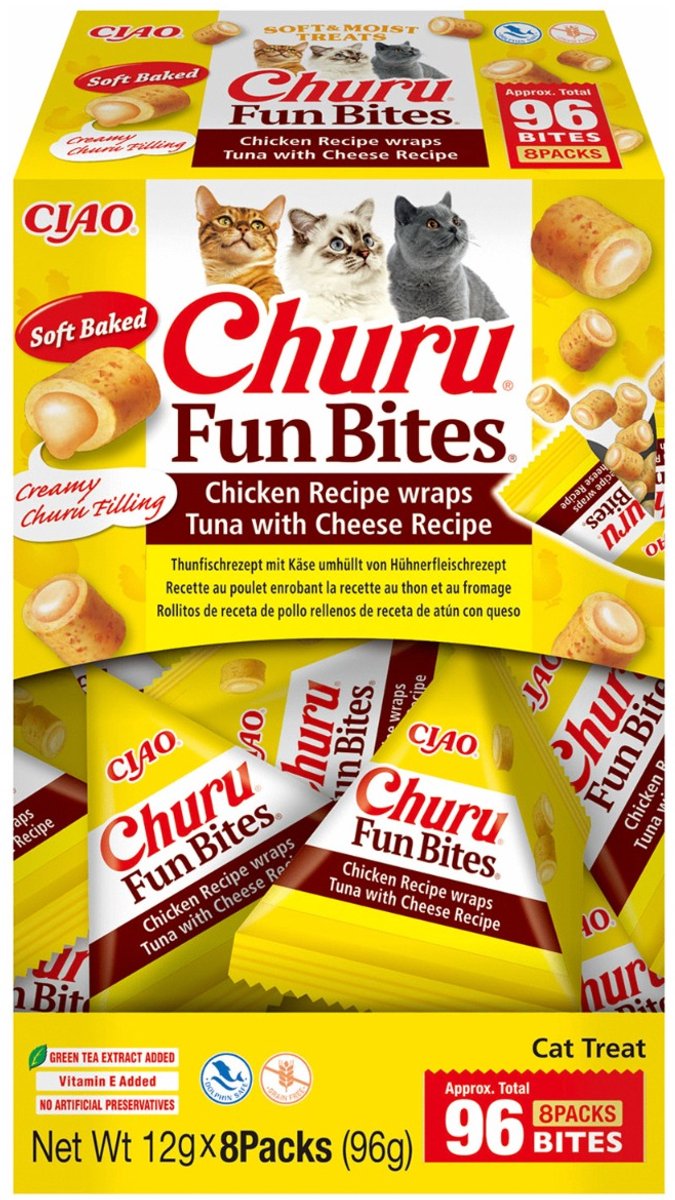 Inaba churu fun bites wraps au poulet - snack pour chat - fromage de thon 12x8 g