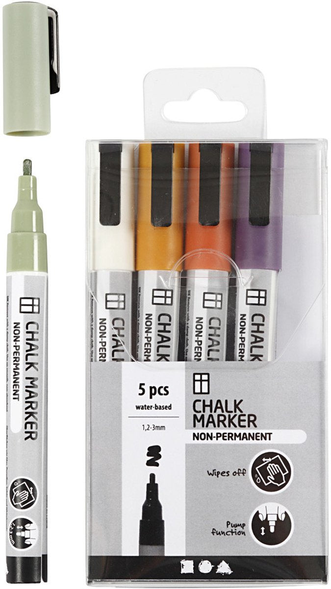 Creativ Company Krijt Markers Pastel Colors, 5st.