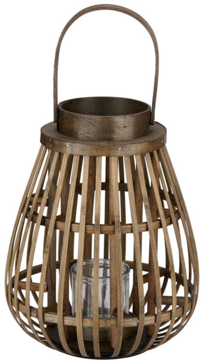Arti Casa Lanterne en Bois avec Verre - Photophore décoratif - 26 x 26 x 32 cm - Marron