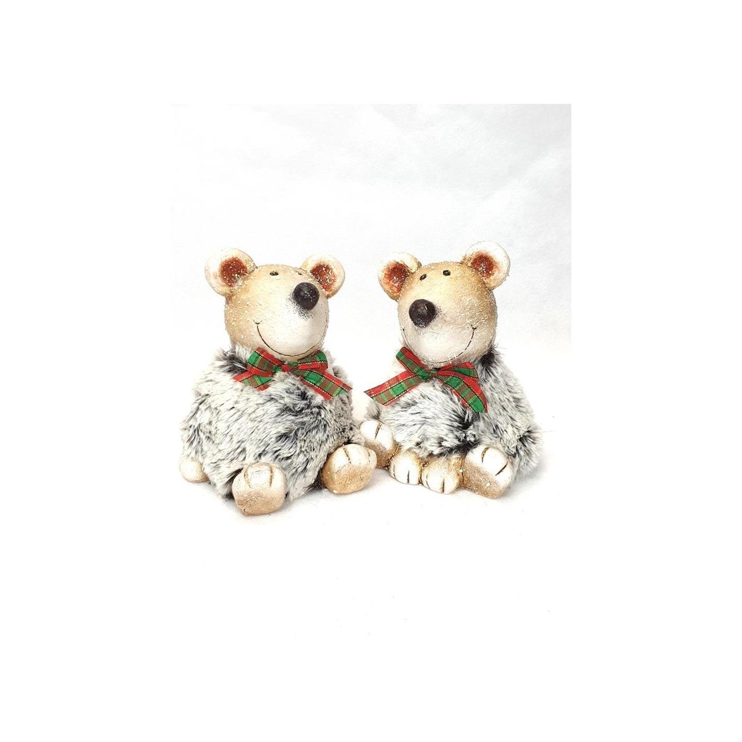Statue ambiance manoir ours avec noeud 8x7x9cm