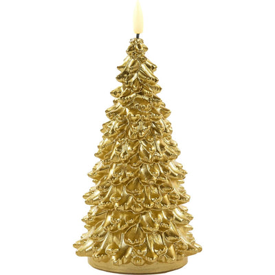 Anna's collection Bougie LED en cire sapin de Noël doré 9,5x20cm
