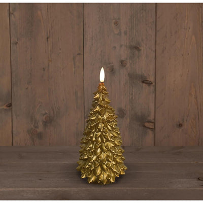 Anna's collection Bougie LED en cire sapin de Noël doré 9,5x20cm