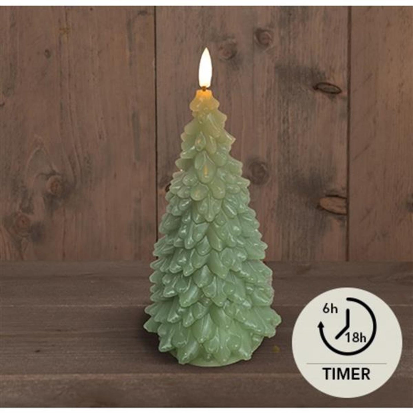 Anna's collection Bougie LED en cire sapin de Noël vert 9,5x20cm