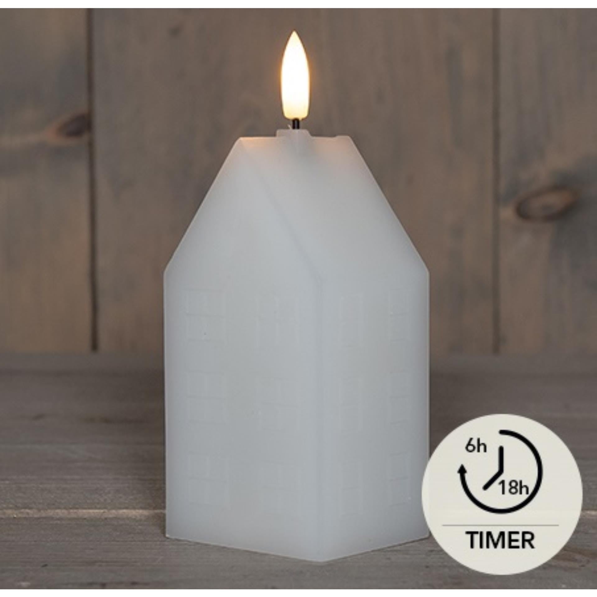 Anna's collection Bougie LED en cire maison blanche 5x6x15cm