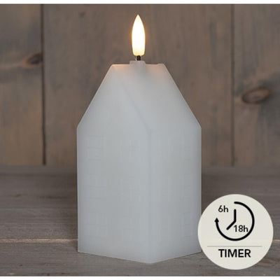 Anna's collection Bougie LED en cire maison blanche 5x6x15cm