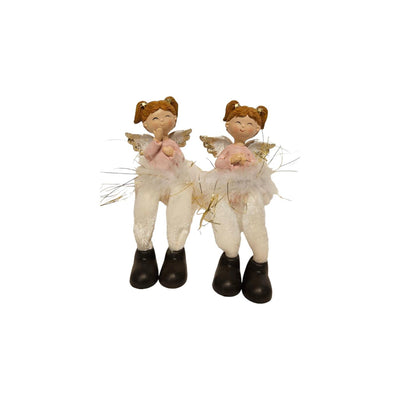 Statue d'ange ambiance manoir aux jambes pendantes, h8,5cm