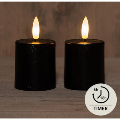 Anna's collection Bougies LED noires lot de 2 ø4,5xh8cm