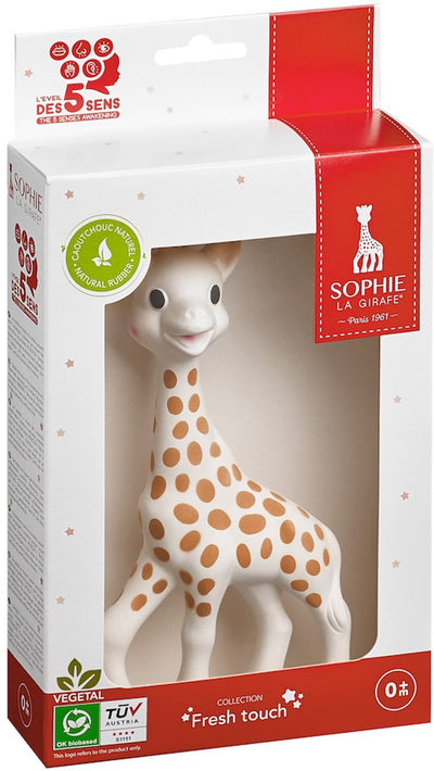 Sophie la girafe - jouet de dentition - jouet de dentition - jouets bébé - cadeau maternité - cadeau baby shower - dans coffret cadeau blanc rouge - caoutchouc 100% naturel - à partir de 0 mois - 17 cm - beige marron