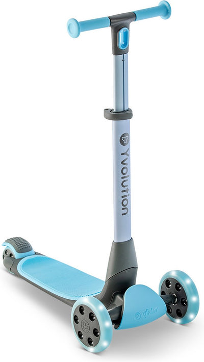Yvolution - yglider nua blue - trottinette légère comme une plume avec roues LED - capacité de charge maximale jusqu'à 50 kilos - convient de 3 à 10 ans