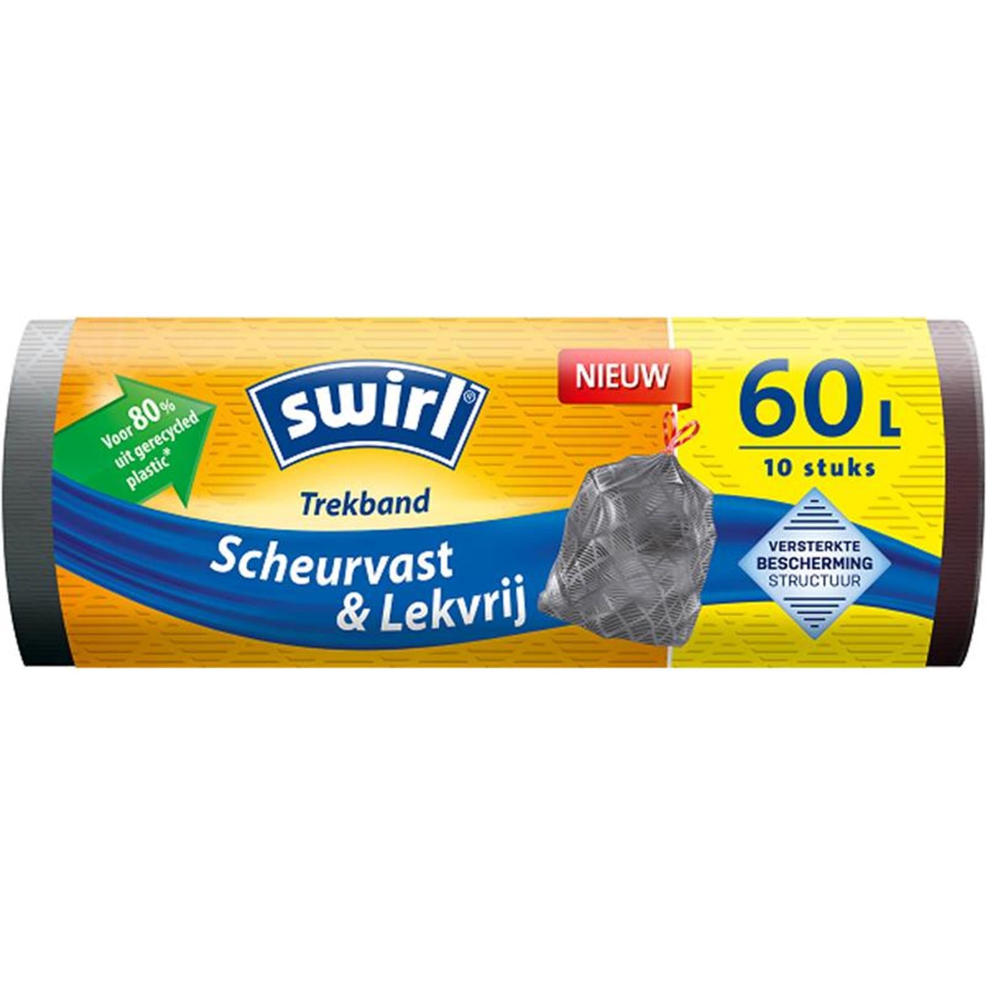 Swirl Swirl Sacs à ordures avec bande de tirage 60l 10 pièces gris