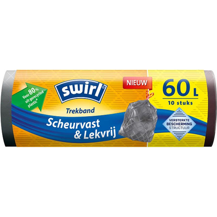 Swirl Swirl Sacs à ordures avec bande de tirage 60l 10 pièces gris