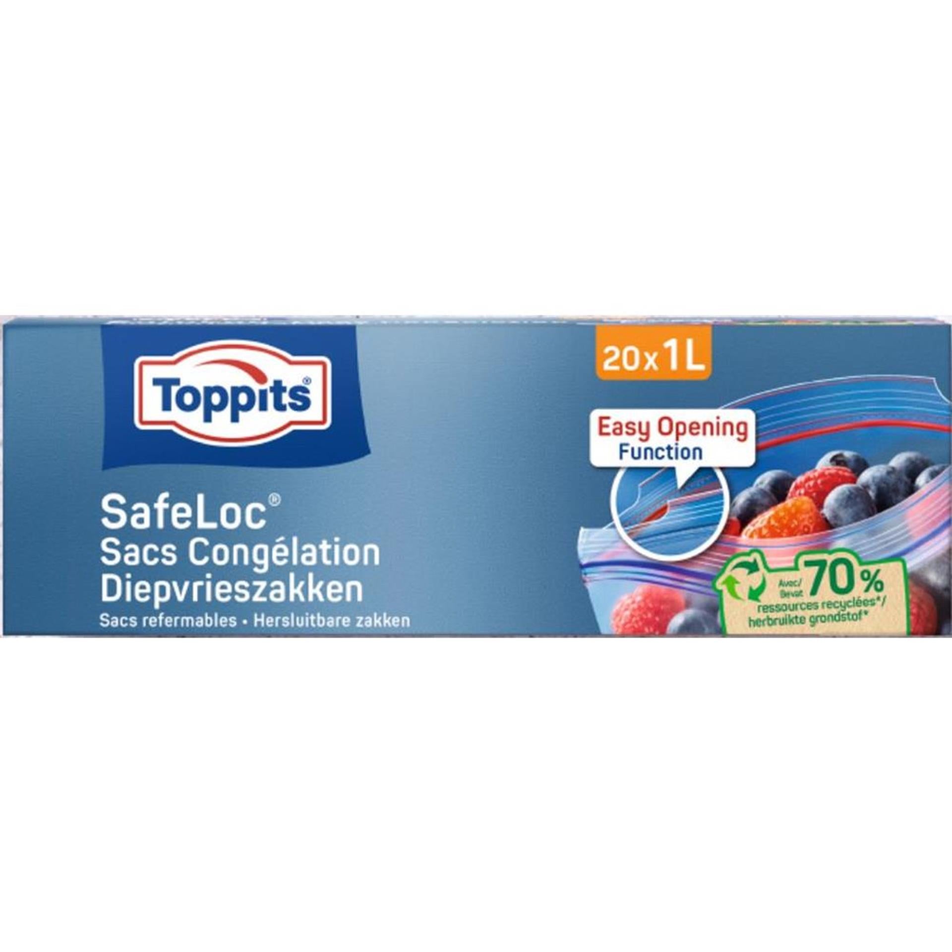 Toppits Toppits Safeloc Zip-Diepvoedzaks 1l 20 pièces