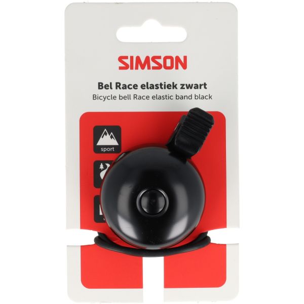 Simson sonnette de vélo racing fixation élastique en caoutchouc noir