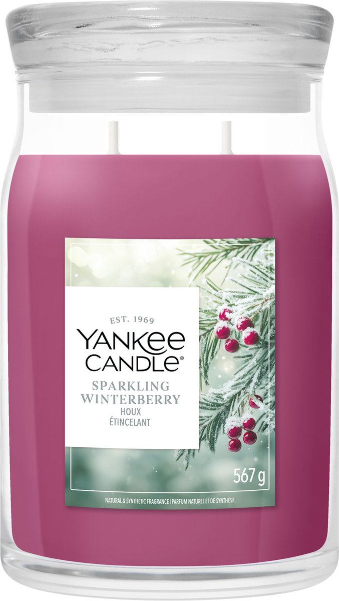 Bougie Yankee - bougie parfumée en grand pot aux baies d'hiver pétillantes - 90 heures de combustion - deux mèches