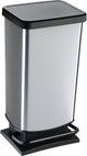 Poubelle à pédale Rotho Paso - poubelle 40l - sans BPA - argent métallisé