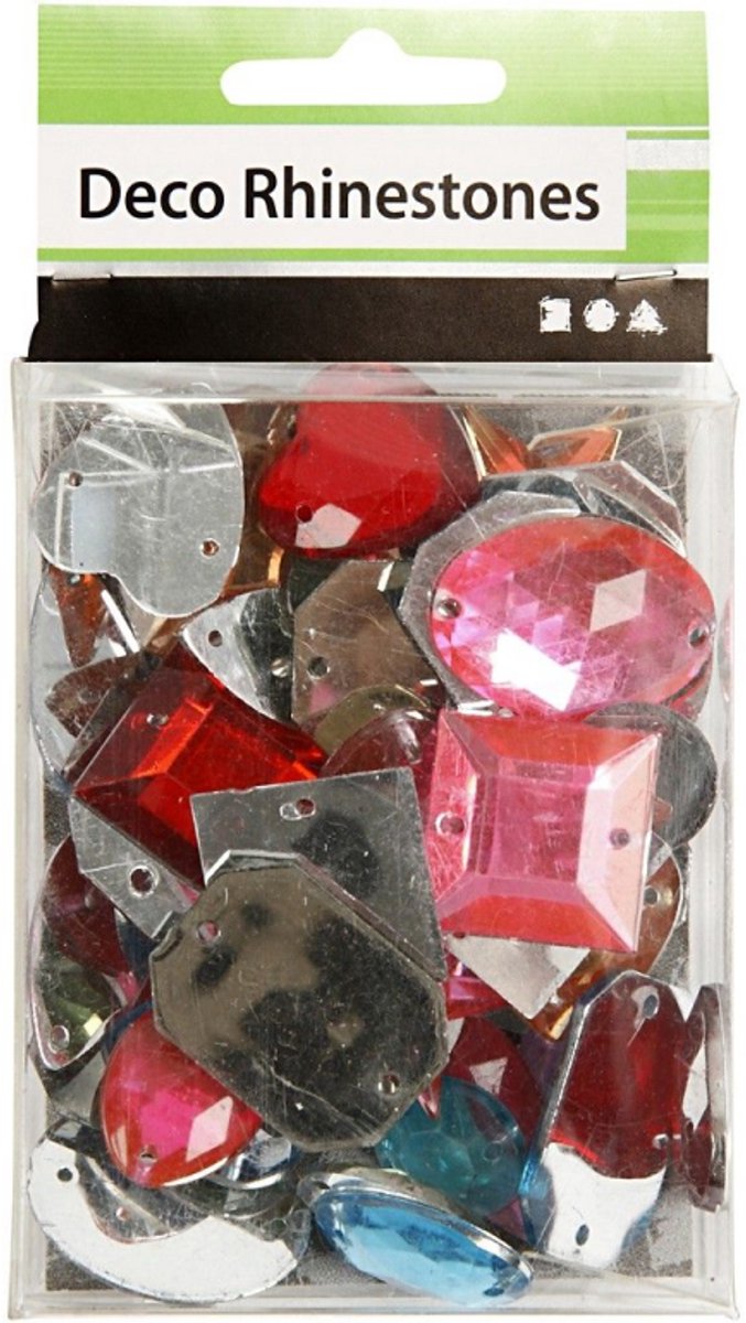 Strass Creativ Company, taille 10-17 mm, env. 50 pièces, différentes couleurs, 15 g 1 boîte