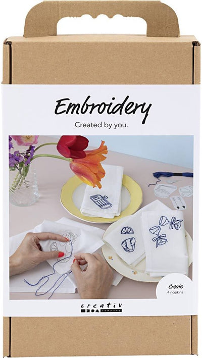 Creativ company hobby set broderie, serviettes, blanc cassé, 1 boîte