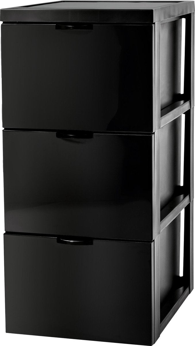 Système de tiroirs style commode Iris avec 3 tiroirs - 3 x 15l - plastique - noir