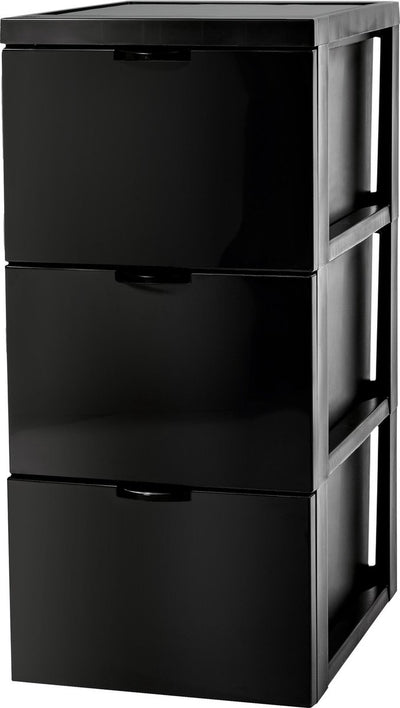 Système de tiroirs style commode Iris avec 3 tiroirs - 3 x 15l - plastique - noir