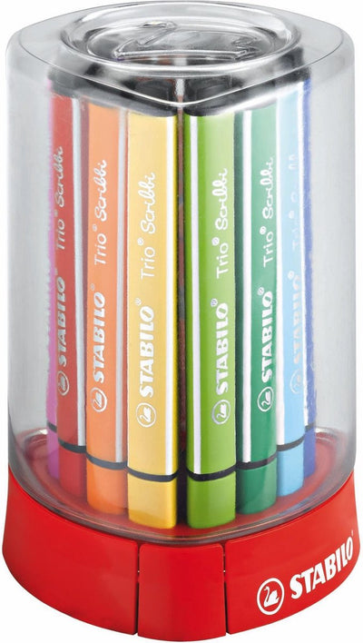 Stabilo trio scribbi - feutre ergonomique - indestructible grâce à la pointe d'écriture à ressort - boîte de 12 couleurs
