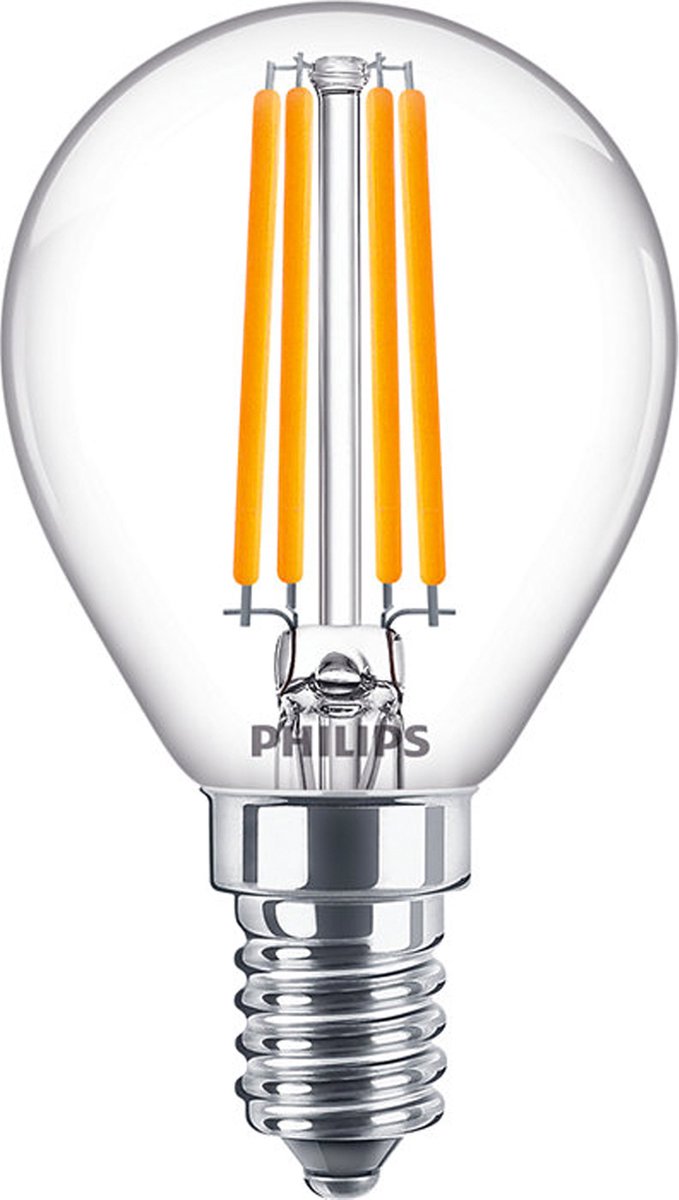 Philips LED Philips Corepro LED Lustre E14 Boule Filament Transparent 6,5W 806lm - 827 Blanc Très Chaud | remplace 60w