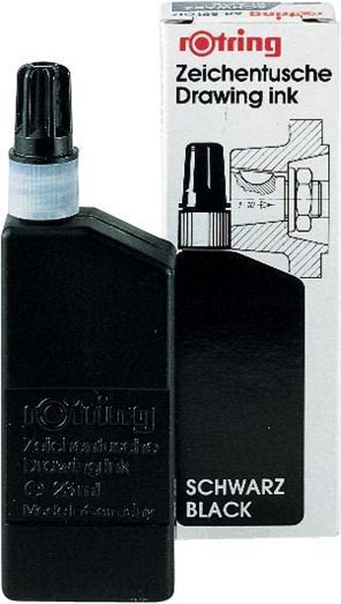 Encre liquide isographe Rotring en bouteille | noir | 23 ml d'encre pour stylo plume