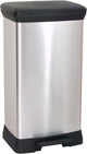 Poubelle Curver à pédale - plastique - 50 litres - argent noir
