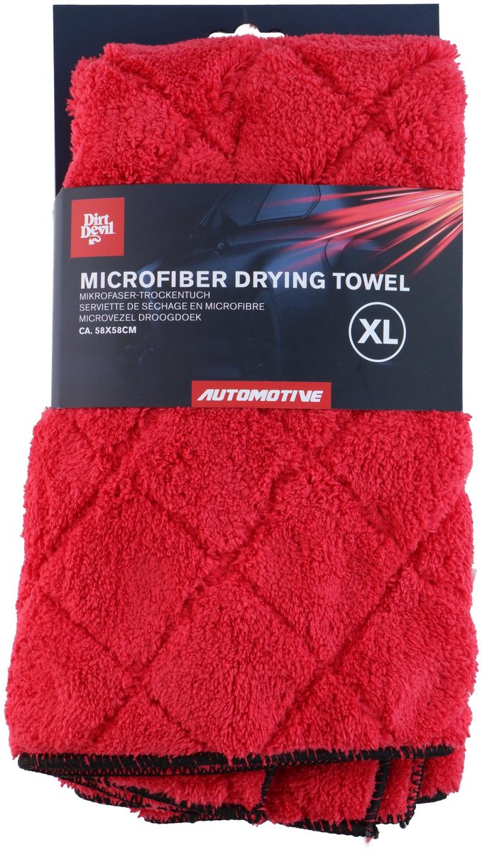Dirt devil - chiffon de séchage en microfibre xl - chiffon de nettoyage - 58x58 cm - rouge