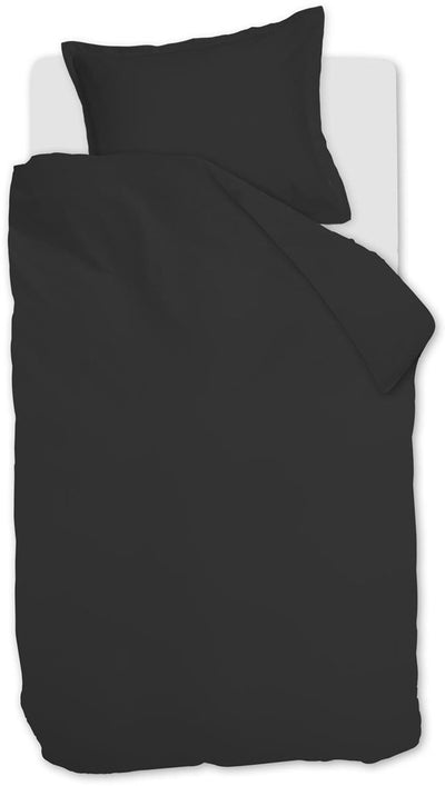 Housse de couette Ambiante satin uni - simple - 140x200 220 cm - noir
