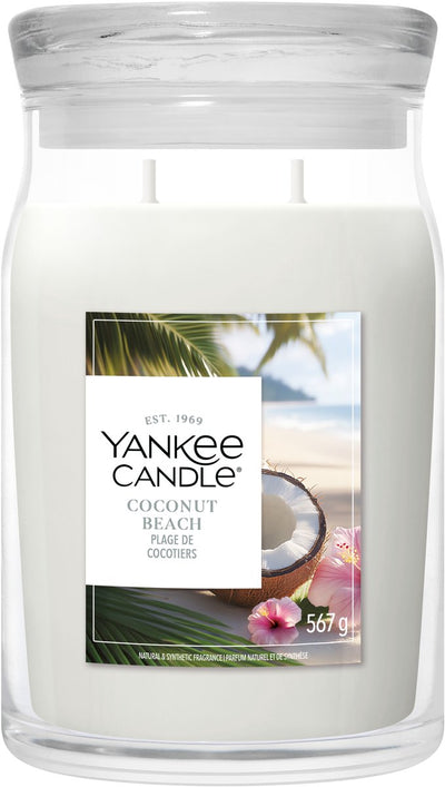 Bougie Yankee - bougie parfumée en grand pot Coconut Beach - 90 heures de combustion - deux mèches